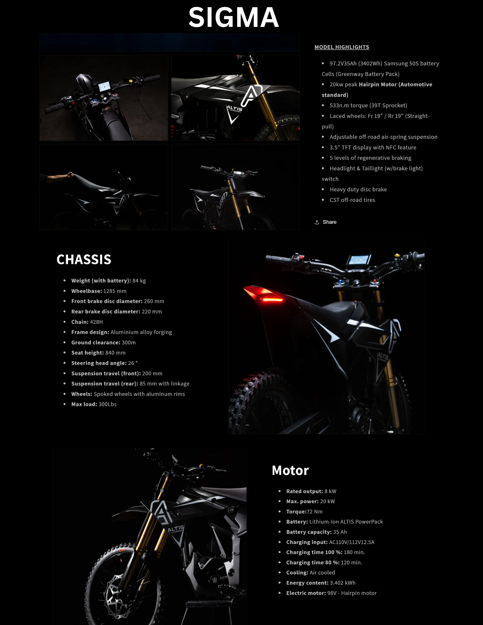 Altis Sigma Electric Motorcycle